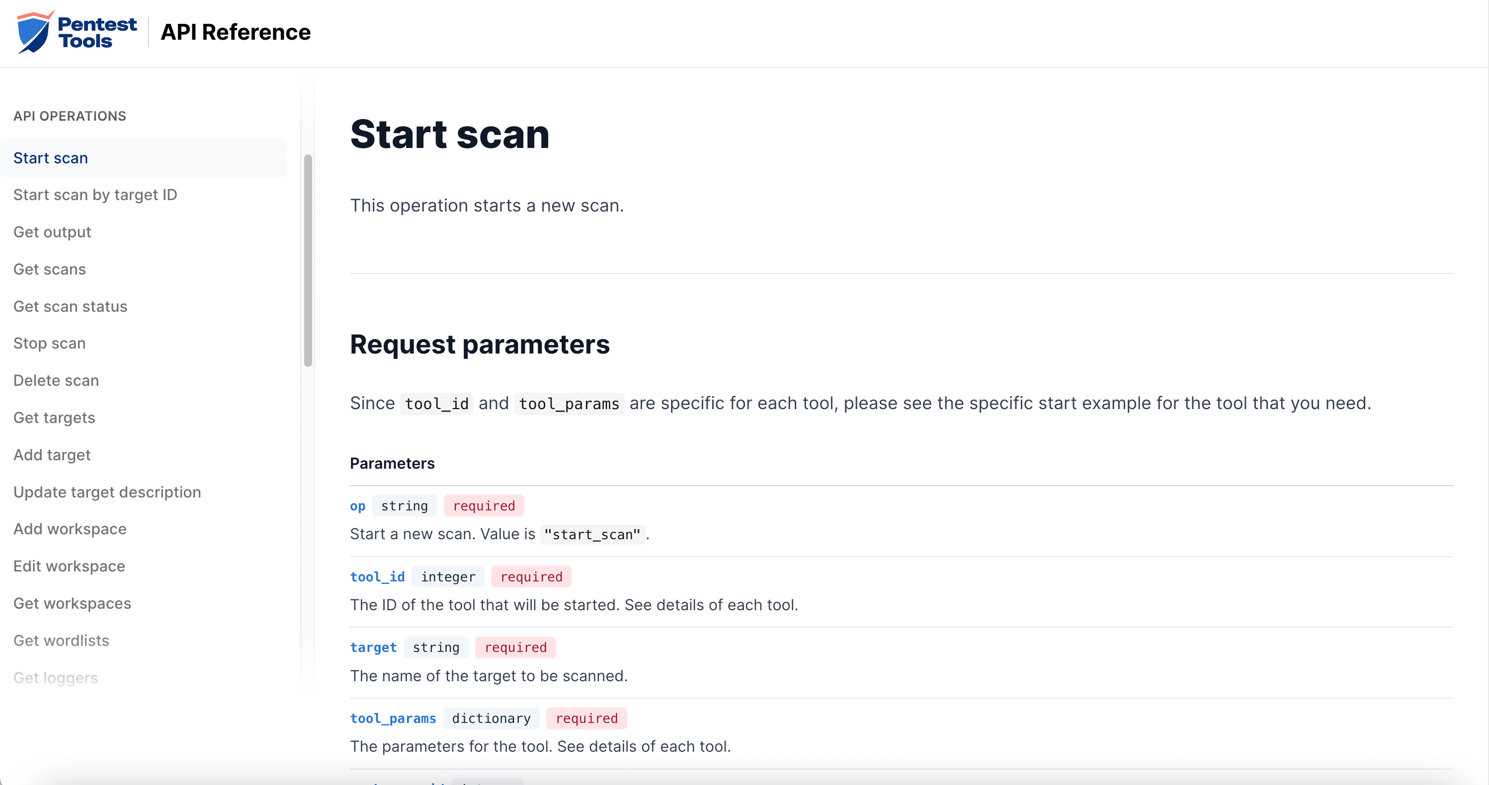 A glimpse of the Pentest-Tools.com API Reference