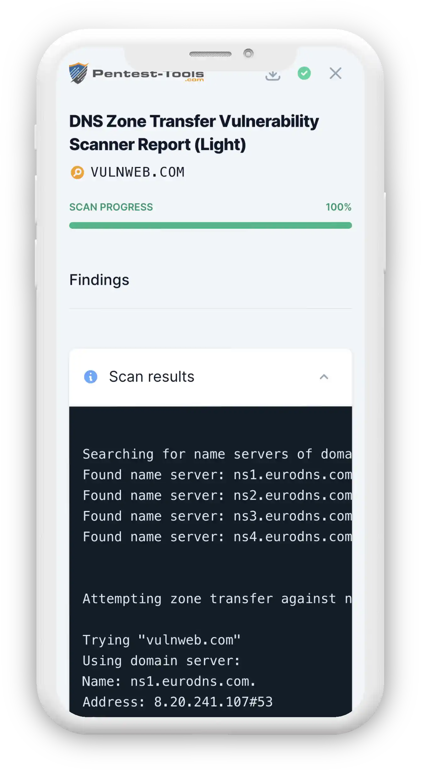 DNS Zone Transfer Report Sample