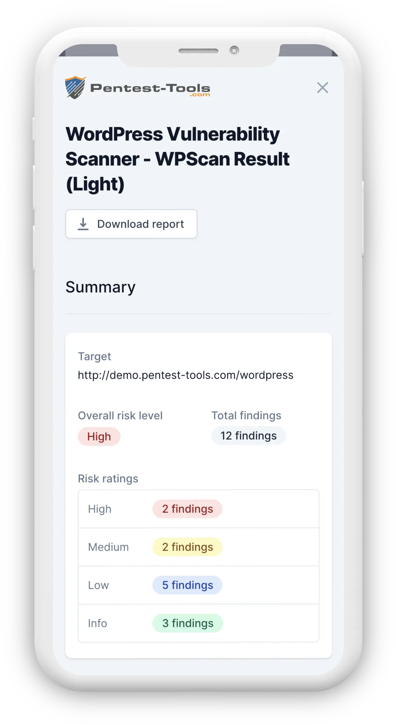 WordPress Scanner Report Sample