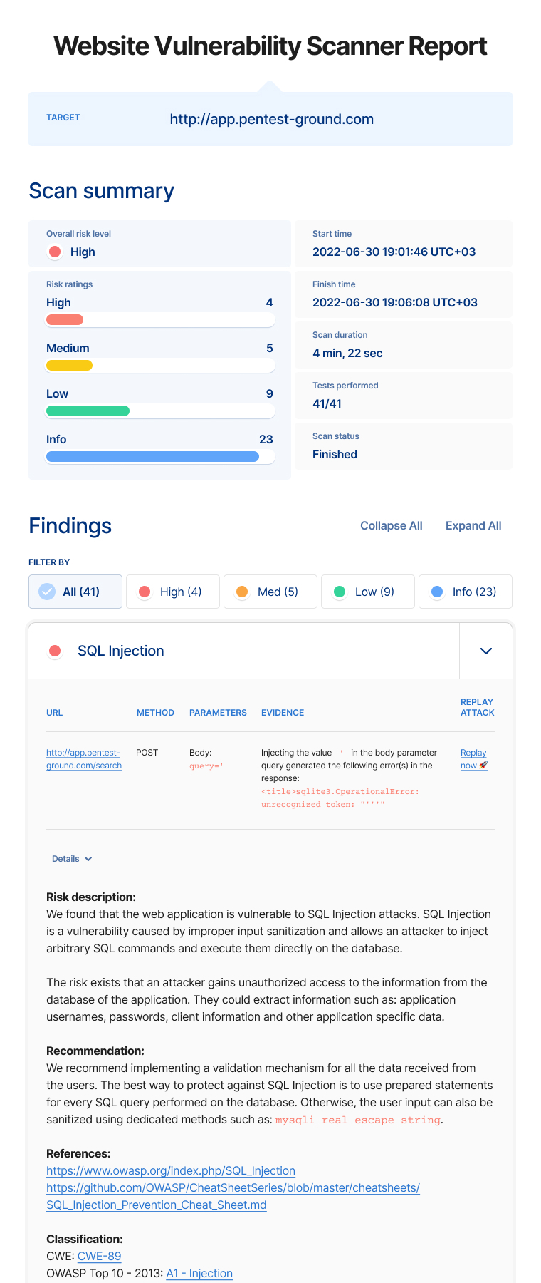 Website Vulnerability Scanner Report Sample